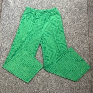 BAEVELY Womens Textured Terry Wide Leg Lounge Pants Green Size Small Resortwear